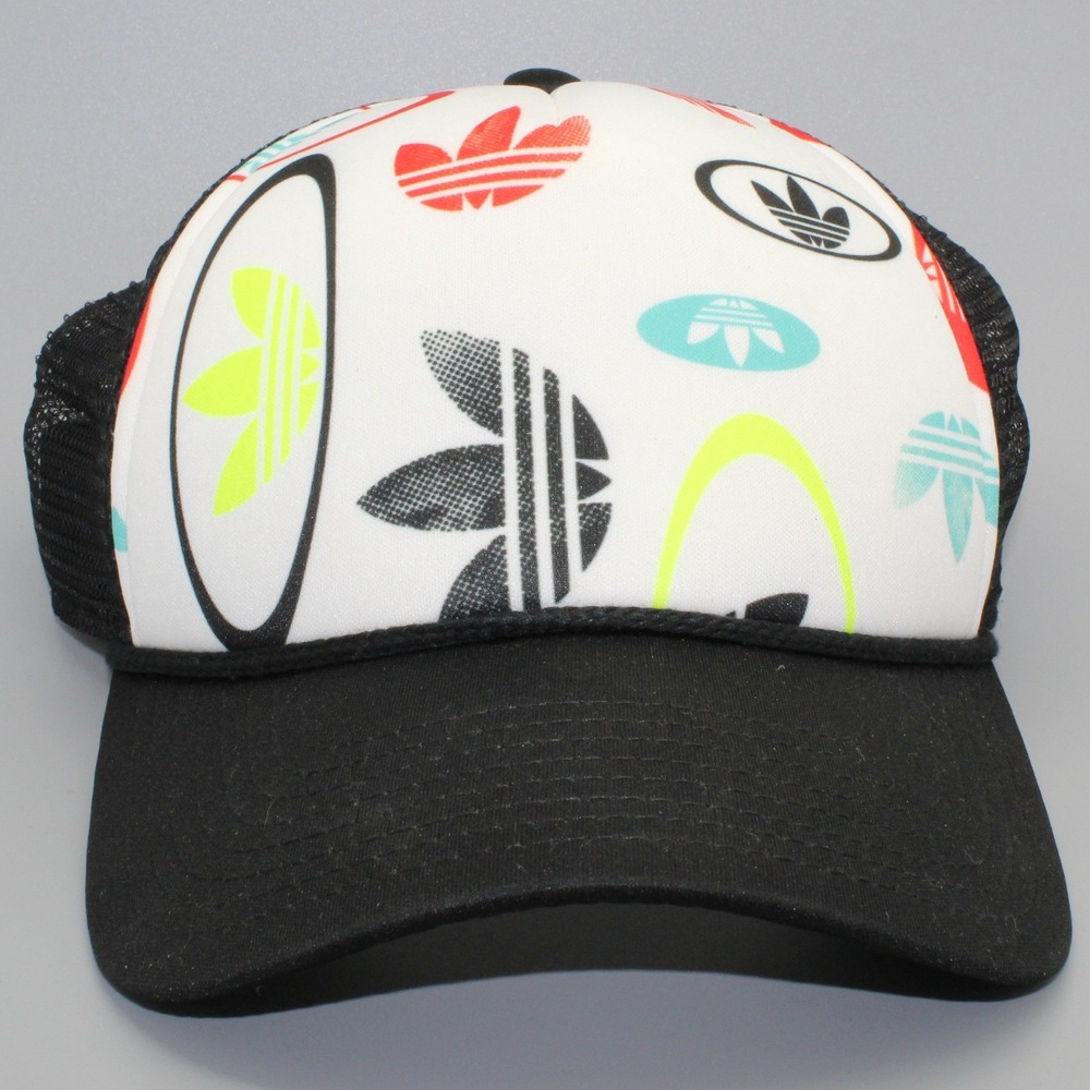 Adidas Play Hard Trucker Hat OSFA Multicolor Trefoil Logo Streetwear Y2K Cap